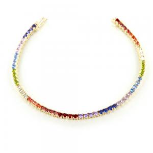 Bracciale tennis in argento dorato e zirconi colorati - Tennis Rainbow medium