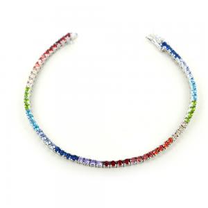 Bracciale tennis in argento e zirconi colorati - Tennis Rainbow 18 cm - gallery