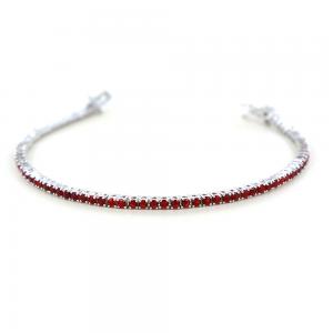 Bracciale tennis in argento e zirconi rossi 18 cm - 2.30 mm