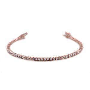 Bracciale tennis in argento rosato e zirconi bianchi 20 cm - 2.40 mm - gallery