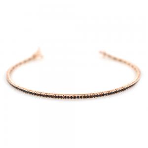 Bracciale Tennis in oro rosa con zirconi neri - modello sottile 1.80 mm - gallery