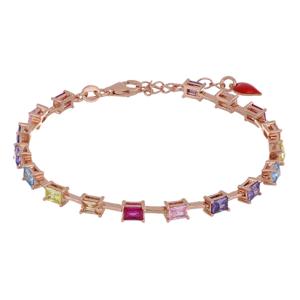 Bracciale tipo Tennis Arcobaleno Rainbow in argento rosa e Zirconi Cuori Milano - gallery