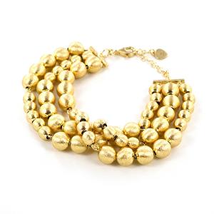 Bracciale tre fili di sfere Dvccio in argento dorato 24 kt  - gallery