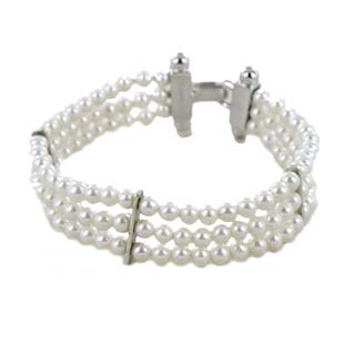 Bracciale triplo Filo di Perle Freshwater e argento