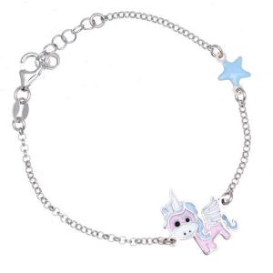 Bracciale Unicorno Alato da bambina in argento e smalti  - gallery