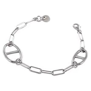Bracciale Unoaerre in Argento con elementi di catena maglia marina alternata 