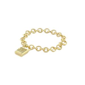 Bracciale Unoaerre in bronzo Giallo con lucchetto e zirconi - gallery