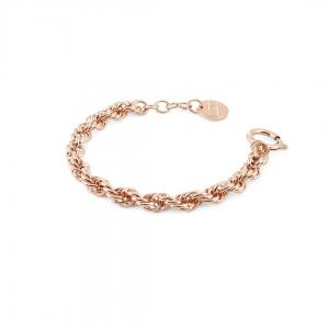 Bracciale Unoaerre in bronzo rosa con catena modello fune - gallery