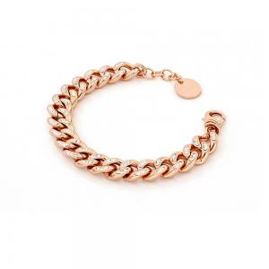 Bracciale Unoaerre in bronzo rosa con maglie Grumetta squadrata e  cristalli