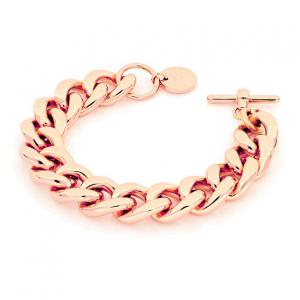 Bracciale Unoaerre in bronzo rosa con maglie Grumetta squadrata - gallery