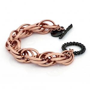 Bracciale Unoaerre in bronzo rosa satin e chiusura nera - gallery