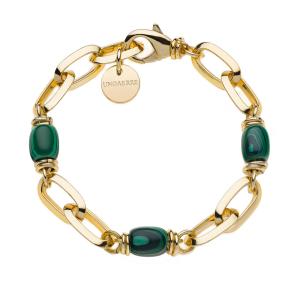 Bracciale Unoaerre con catena forzatina fantasia e malachite verde - gallery