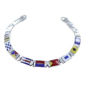 Bracciale uomo Arcadia in argento 925 e smalti - Bandiere Nautiche