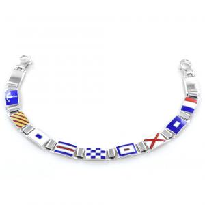 Bracciale uomo Arcadia in argento 925 e smalti LARGE - Bandiere Nautiche  - gallery