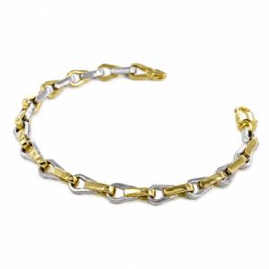 Bracciale Uomo in oro giallo e bianco con maglia fantasia 