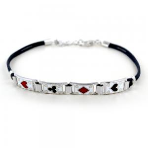 Bracciale Uomo Poker argento e smalti - Bracciale corda Nautica