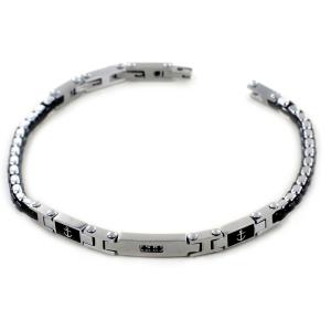 Bracciale Zancan da uomo acciaio con Ancora e spinelli neri UHB 108 - gallery