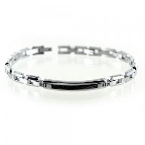 Bracciale Zancan da uomo acciaio e spinelli neri EHB208 