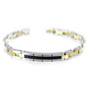 Bracciale Zancan da uomo acciaio pvd giallo e spinelli neri UHB061 - gallery