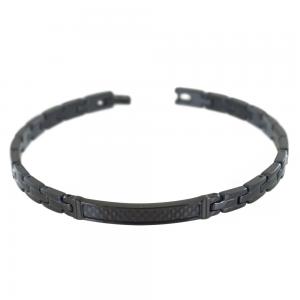 Bracciale Zancan da uomo acciaio pvd nero con spinelli neri EHB261