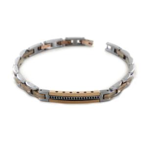 Bracciale Zancan da uomo acciaio pvd rose e spinelli neri UHB069