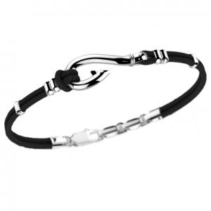 Bracciale Zancan da uomo con amo in argento e corda nautica EXB 767-NE - gallery