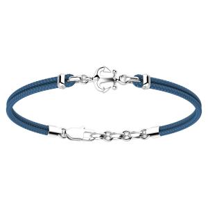 Bracciale Zancan da uomo con ancora in argento e corda nautica blu avio - gallery