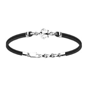 Bracciale Zancan da uomo con ancora in argento e corda nautica nera