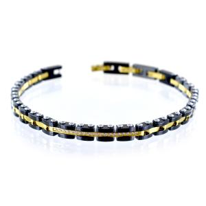 Bracciale Zancan da uomo in acciaio con PVD Giallo e nero Hi-Teck UHB055 - gallery