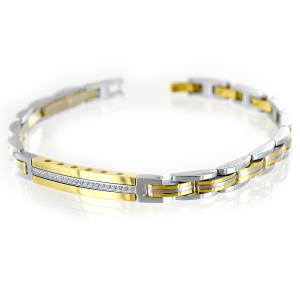 Bracciale Zancan da uomo in acciaio dorato e zirconi  Hi-Teck UHB070