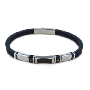 Bracciale Zancan da uomo in acciaio e caucciu' UHB 095 - gallery