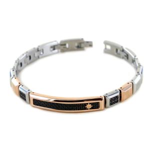 Bracciale Zancan da uomo in acciaio e PVD rosa collezione Hi- Teck EHB303 - gallery