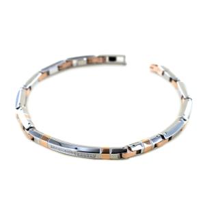 Bracciale Zancan da uomo in acciaio e PVD rosa con zirconi bianchi EHB283