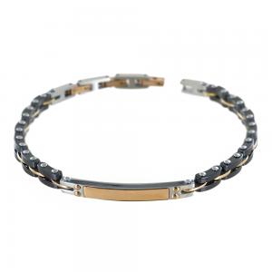 Bracciale Zancan da uomo in acciaio in PVD Nero e Rosa UHB051 - gallery