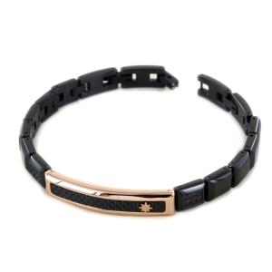 Bracciale Zancan da uomo in acciaio pvd nero e rosa collezione Hi- Teck EHB304 - gallery