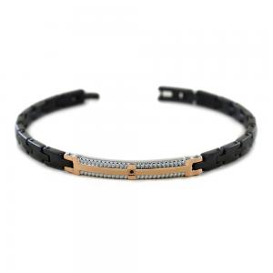 Bracciale Zancan da uomo in acciaio pvd nero e rosa EHB207