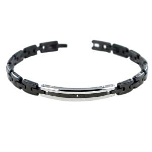 Bracciale Zancan da uomo in acciaio PVD nero e zaffiro EHB214  - gallery
