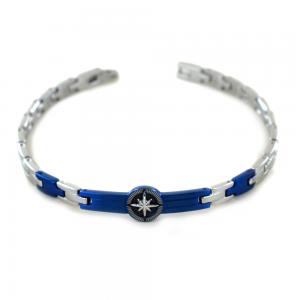 Bracciale Zancan da uomo in acciaio silver e pvd blu collezione Hi- Teck EHB231