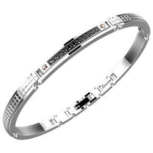 Bracciale Zancan da uomo in acciaio silver e pvd nero EHB167 - gallery