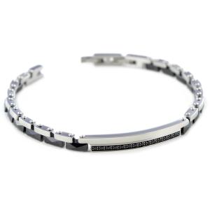 Bracciale Zancan da uomo in acciaio silver e PVD nero EHB340
