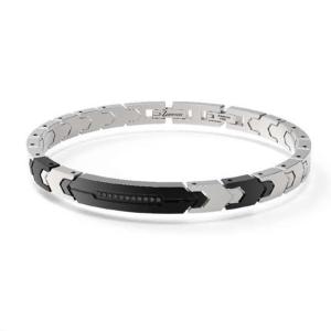 Bracciale Zancan da uomo in acciaio silver e PVD nero EHB399