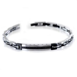 Bracciale Zancan da uomo in acciaio silver e pvd nero Hi-Teck UHB068 - gallery