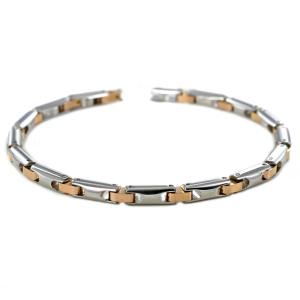 Bracciale Zancan da uomo in acciaio silver e rosa EHB328