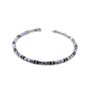 Bracciale Zancan da uomo in acciaio silver nero e rose UHB 090