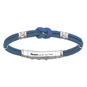 Bracciale Zancan da uomo in argento e corda nautica blu navy