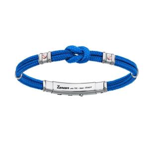 Bracciale Zancan da uomo in argento e corda nautica di colore azzurro