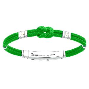 Bracciale Zancan da uomo in argento e corda nautica verde chiaro