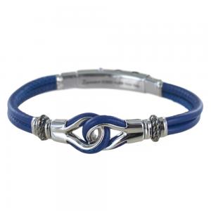 Bracciale Zancan da uomo in argento e pelle blu con nodo centrale ESB182-BL - gallery