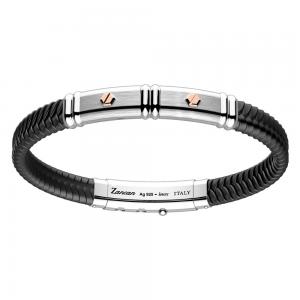 Bracciale Zancan da uomo in argento e silicone intrecciato nero EXB928R-TI