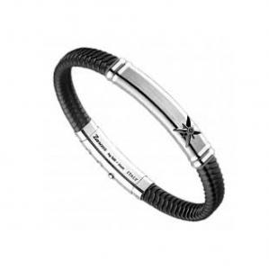 Bracciale Zancan da uomo in Argento e silicone nero intrecciato EXB933-TI 